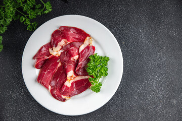 duck breast magret smoked poultry fresh meal food snack on the table copy space food background rustic top view