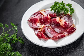 duck breast magret smoked poultry fresh meal food snack on the table copy space food background rustic top view