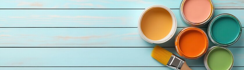 Home renovation flat design top view DIY water color Triadic Color Scheme