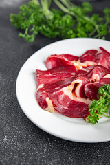 duck breast magret smoked poultry fresh meal food snack on the table copy space food background rustic top view