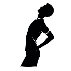 A man stretches his back after work vector silhouette isolated white background