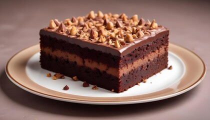 Delicious birthday chocolat cake with topping