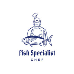 Fish specialist chef logo icon vector