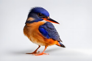 Fototapeta premium Azure kingfisher bird on white background, Ai Generated