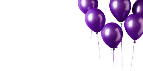 Air purple balloons on a transparent background, isolated, PNG.