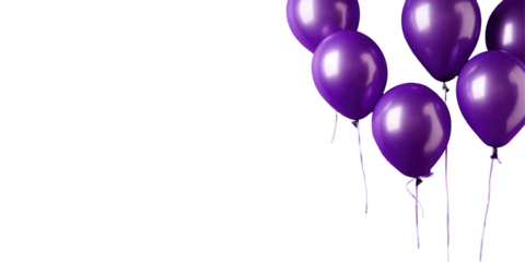 Air purple balloons on a transparent background, isolated, PNG.