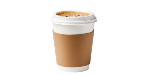 Paper coffee glass on a transparent background in PNG