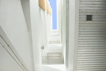 Interior decoration of a five-story white building