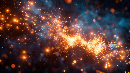 Fototapeta premium Fireworks light up the night sky during Diwali celebrations, bursts of color and light fill the air