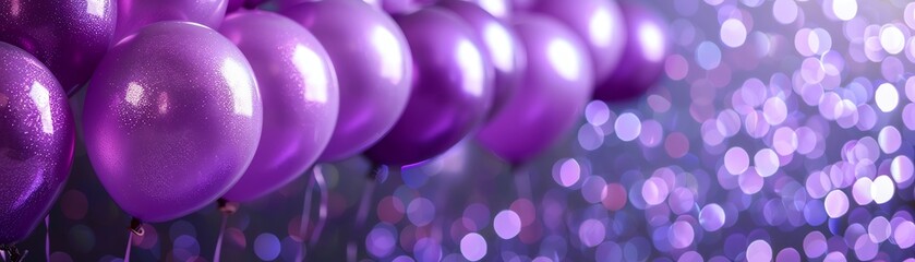 Shiny purple balloons with sparkling crystal background, perfect for milestone celebrations, themed parties, and elegant gatherings