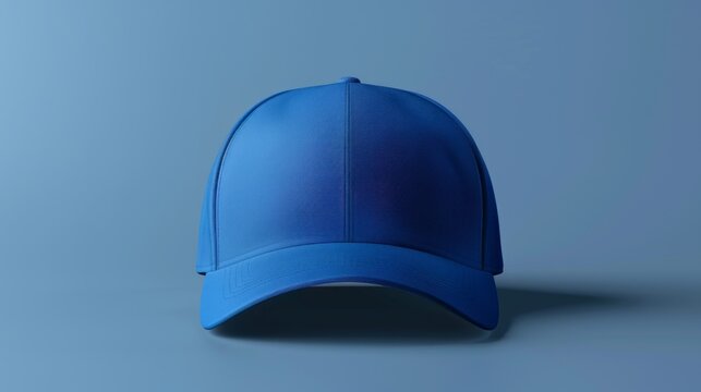 Blue baseball cap mockup. A plain blue baseball cap isolated on a matching background. This blank cap is perfect for showcasing your logo or design.