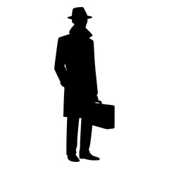 Silhouette of a man in a coat and hat