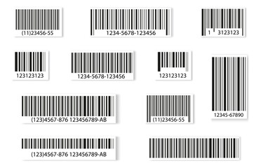 Bar code icon label for shop product. Universal product scan code. Bar code icon template