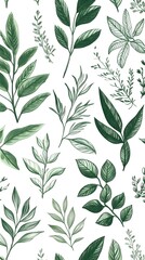 Fototapeta premium Intricate Botanical Captivating Hand Drawn Foliage Pattern for Nature Inspired Designs