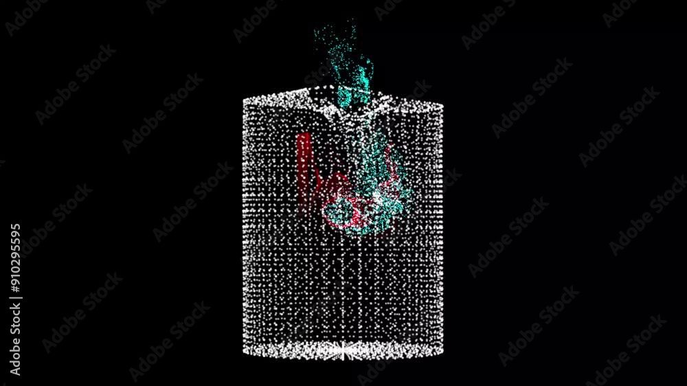 Aufkleber big data visualization. hud wireframe mesh cylinder with dot and lines. science and technology. digi