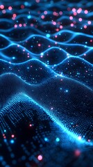 Obraz premium Captivating Digital Landscape of Interconnected Particles and Dynamic Patterns