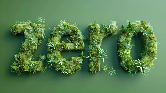 Zero waste concept. The word Zero on green nature grass background. An ecological metaphor for ecological waste management.