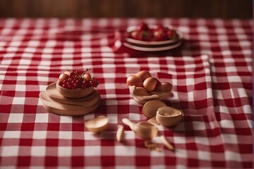 table tablecloth Red wooden kitchen checkered