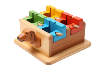 puzzle feeder toy that can be adjusted to different difficulty levels, catering to dogs of all ages and abilities. Isolated on white background