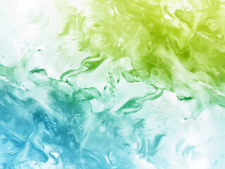Bright Green and Teal Flowing, Generative AI Illustration