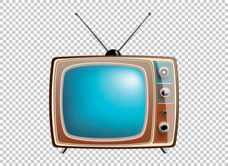 Vector retro television mock up isolate on transparent grid