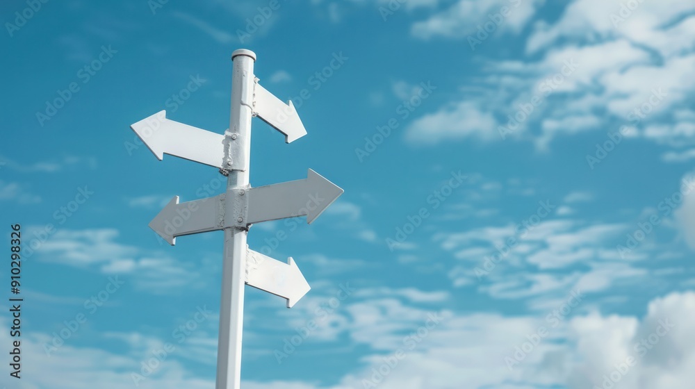 Wall mural way white signpost with question answer