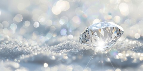 white diamond on white bokeh blur background sunlight reflection and copy space