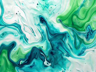Fototapeta premium Bright Green and Teal Flowing, Generative AI Illustration