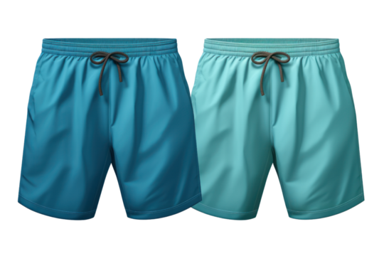 pair of comfortable men's mesh swim trunks, perfect for a day at the beach or pool, isolated on a white background.