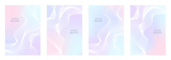 Elegant cover design set with lines and gradient for cover design, invitation, poster, flyer, wedding card, luxe invite, prestigious voucher, menu design. Luxury vector background collection