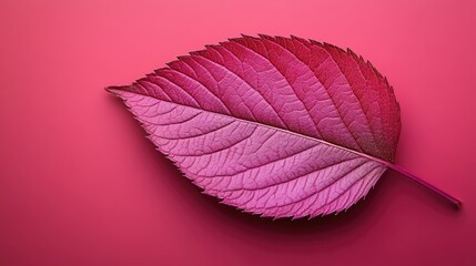 Single amaranth leaf isolated on a bright, solid background, showcasing its unique texture and color.