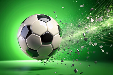 Naklejka premium Set of 4 Videos. Beautiful Soccer Ball Hits the Camera in Slow Motion on Green Screen. Football 3d Animations of Flying Ball. 4k Ultra HD 3840x2160.