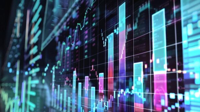 Tech financial data document graph chart report statistic marketing research development planning management strategy analysis accounting. Financial business technology hologram concept. 