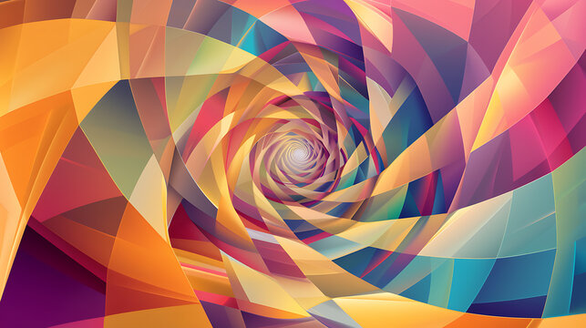 Abstract colorful geometric shapes swirl into a bright white light, evoking a sense of optimism and hope. 
