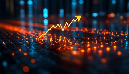 Percent Icon and Falling White Arrow: Trend Analysis on Professional Background