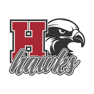 Hawks Illustration Clip Art Design Shape. Mascot Silhouette Icon Vector.