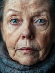 Close-up portrait of a person wearing a scarf, useful for fashion or lifestyle images