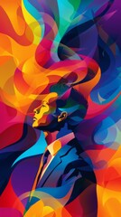Fototapeta premium Vibrant Abstract Portrait of a Businessman in a Colorful Geometric Art Style