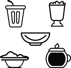 Food Icon set Design - High-Quality Vector EPS File for Professional Use, Featuring Detailed Illustrations of Culinary Elements for Creative Projects and Digital Applications