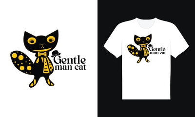 Mascot Gentleman cat T-shirt vector illustration design