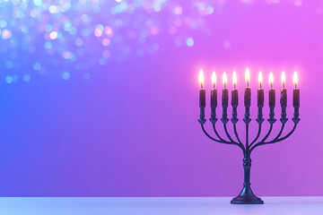 religion image of jewish holiday Hanukkah background with menorah