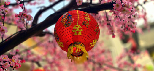 Chinese red lanterns during chinese new year festival, Chinese new year, new year celebration...