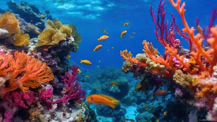 Submarine Silhouette Against a Vibrant Coral Reef