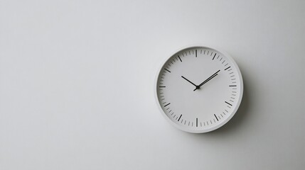 A minimalistic clock displayed on a clean, white background with simple typography