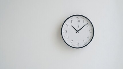 A minimalistic clock displayed on a clean, white background with simple typography