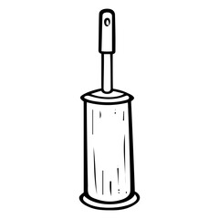 Toilet brush stand hand drawn doodle. Cleaning hygiene at home. Interior Design. Vector outline line art illustration.