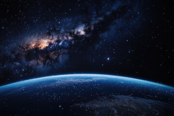 Obraz premium An Awe-Inspiring View of Earth from Space Under the Expansive Milky Way