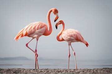 Obraz premium background bird flamingo white isolated nature animal zoo beak beauty natural elegance foot exotic fowl head isolate leg neck plumage tropical wild wildlife fauna long rose colored stroll tropics