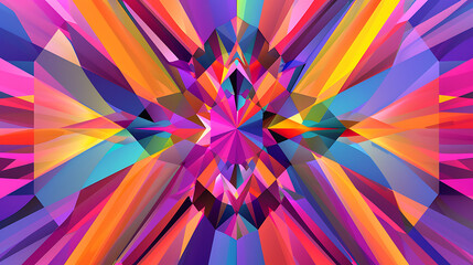 Abstract geometric background with vibrant colors like purple, orange, and blue, evoking energy and excitement for modern designs. 
