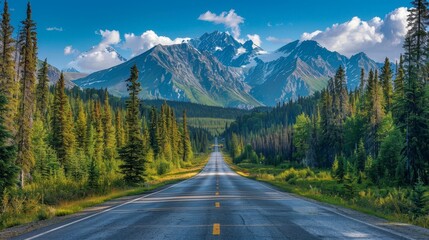 Scenic Road Through Mountains.